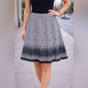 Kate Spade Black and White Striped A-Line Skirt